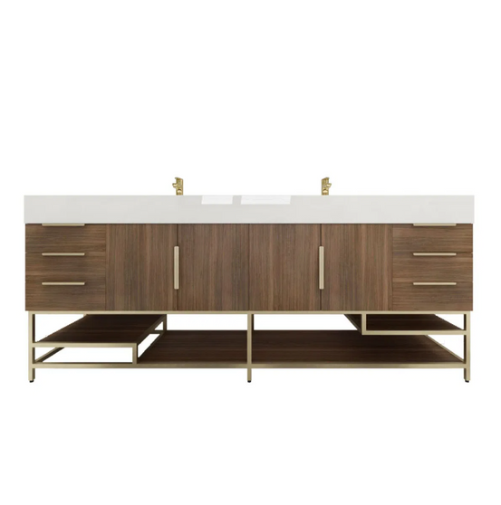  BT001 84’’Rosewood Freestanding Vanity with Reinforced Acrylic Sink