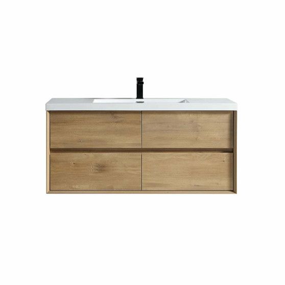 SLIM 60" Wall Mounted Vanity with Reinforced Acrylic Sink - Single Sink