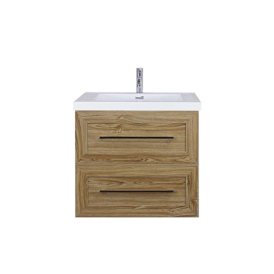 T&T 24 Inch Wall Mounted Vanity with Reinforced Acrylic Sink White Oak