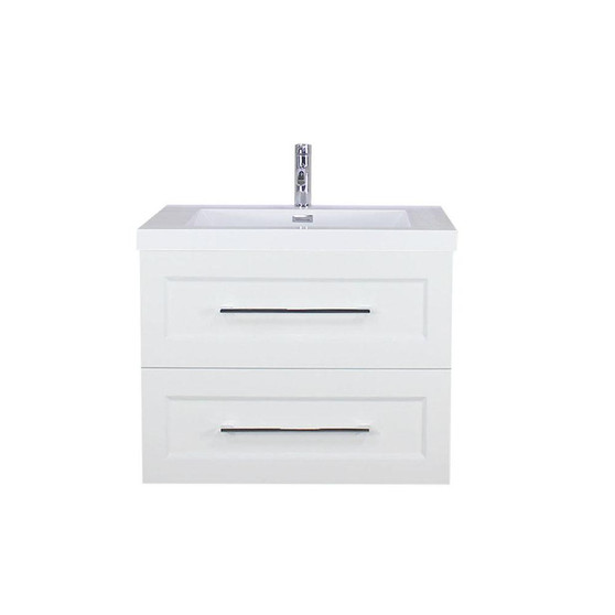 T&T 30 Inch Wall Mounted Vanity with Reinforced Acrylic Sink High Gloss White