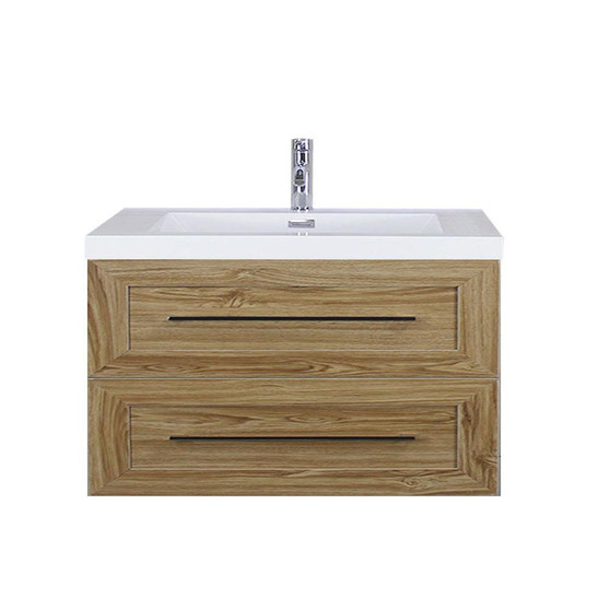 T&T 48 Inch Wall Mounted Vanity with Reinforced Acrylic Sink White Oak