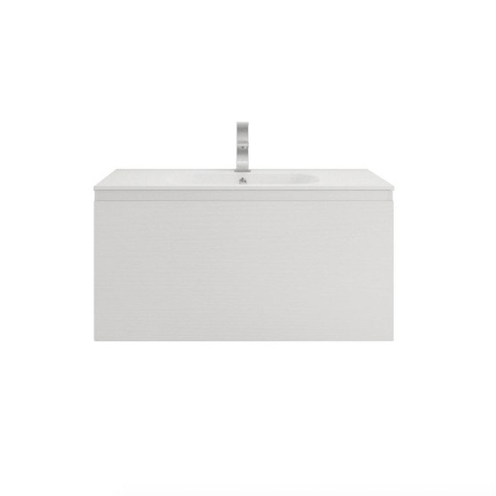 AIPO 36 Inch Wall Mounted Vanity with PVC Sink White