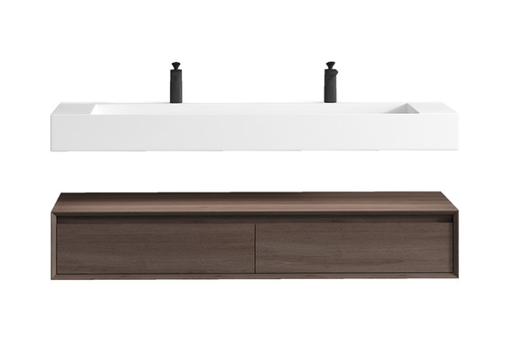 BT017 60" Wall Mounted Modern Bathroom Vanity - Double Sink