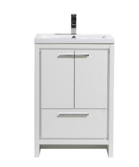 DOLCE 30″ HIGH GLOSS WHITE  MODERN BATHROOM VANITY WITH WHITE ACRYLIC COUNTER-TOP