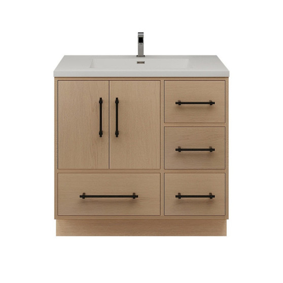 Victoria 36" Solid Wood Freestanding Bathroom Vanity - Right Side Drawers