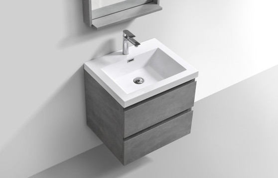 MOB 36" Wall Mounted Modern Bathroom Vanity with Reinforced Acrylic Sink