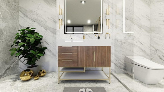 BT001 42" Freestanding Vanity with Reinforced Acrylic Sink (Left Side Drawers)