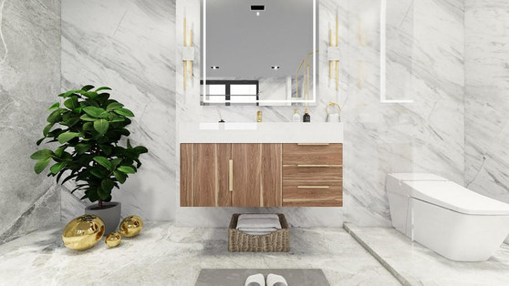 BT001 42" Floating Vanity with Reinforced Acrylic Sink (Right Side Drawers)