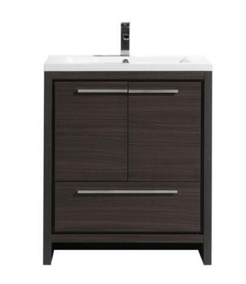 DOLCE 30″ GRAY OAK MODERN BATHROOM VANITY WITH WHITE ACRYLIC COUNTER-TOP