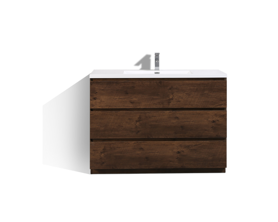 MOA 48″ ROSEWOOD MODERN BATHROOM VANITY W/ 3 DRAWERS AND ACRYLIC SINK