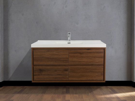 Murray 48" Rose Wood Wall Mounted Modern Vanity - Single Sink