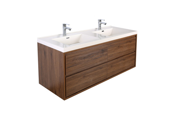 Murray 48" Rose Wood Wall Mounted Modern Vanity - Double Sink