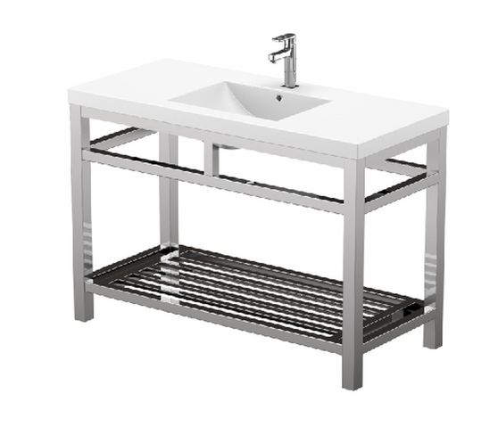 PC  48" VANITY STAINLESS STEEL CONSOLE W/ WHITE ACRYLIC SINK - CHROME