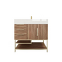  BT001 36’’White Oak  Freestanding Vanity with Reinforced Acrylic Sink (Left Side Drawers)