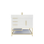 BT001 36’’High Gloss White Freestanding Vanity with Reinforced Acrylic Sink (Left Side Drawers)