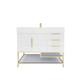 BT001 42’’High Gloss White Freestanding Vanity with Reinforced Acrylic Sink (Right Side Drawers)