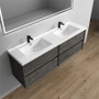 SLIM 72" Wall Mounted Vanity with Reinforced Acrylic Sink - Double Sink