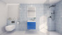 T&T 24 Inch Wall Mounted Vanity with Reinforced Acrylic Sink Blue