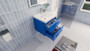 T&T 24 Inch Wall Mounted Vanity with Reinforced Acrylic Sink Blue