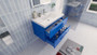 T&T 36 Inch Wall Mounted Vanity with Reinforced Acrylic Sink Blue