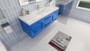 T&T 60 Inch Single Sink Wall Mounted Vanity with Reinforced Acrylic Sink Blue