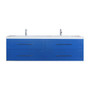 T&T 72 Inch Double Sinks Wall Mounted Vanity with Reinforced Acrylic Sink Blue