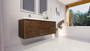 JADE 60" Rosewood Wall Mounted Modern Bathroom Vanity With Double Acrylic Sink
