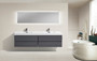 MOF 80" HIGH GLOSS GREY WALL MOUNTED MODERN BATHROOM VANITY WITH REINFORCED ACRYLIC SINK