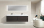 MOF 80" DARK GREY OAK WALL MOUNTED MODERN BATHROOM VANITY WITH REINFORCED ACRYLIC SINK