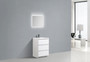 MOA 24″ GLOSS WHITE MODERN BATHROOM VANITY W/ 3 DRAWERS AND ACRYLIC SINK