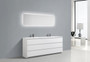 MOA 84″ DOUBLE SINK GLOSS WHITE MODERN BATHROOM VANITY W/ 6 DRAWERS AND ACRYLIC SINK