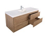 Murray 48" Teak Oak Wall Mounted Modern Vanity - Single Sink