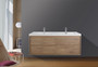 Murray 48" Teak Oak Wall Mounted Modern Vanity - Double Sink