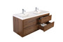 Murray 48" Rose Wood Wall Mounted Modern Vanity - Double Sink