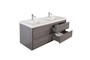 Murray 60" Grey Oak Wall Mounted Modern Vanity - Double Sink