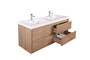 Murray 60" Teak Oak Wall Mounted Modern Vanity - Double Sink