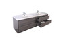 Murray 72" Grey Oak Wall Mounted Modern Vanity - Double Sink