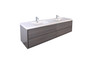 Murray 84" Grey Oak Wall Mounted Modern Vanity - Double Sink