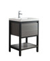 LAKE 24" FREESTANDING MODERN VANITY GREY WITH BLACK STAINLESS STEEL FRAME