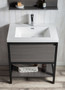 LAKE 30" FREESTANDING MODERN GREY OAK VANITY WITH MATTE BLACK STAINLESS STEEL FRAME