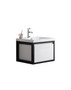 Lake 24" Glossy White Wall Hung Modern Bathroom Vanity with Matte Black Stainless Steel Frame with Acrylic Sink