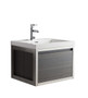 Lake 24" Grey Oak Wall Hung Modern Bathroom Vanity with Chrome Stainless Steel Frame with Acrylic Sink