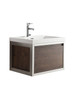 Lake 24" Rosewood Wall Hung Modern Bathroom Vanity with Chrome Stainless Steel Frame with Acrylic Sink