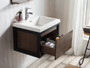 Lake 24" Rosewood Wall Hung Modern Bathroom Vanity with Matte Black Stainless Steel Frame with Acrylic Sink