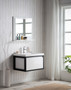 Lake 30" Glossy White Wall Hung Modern Bathroom Vanity with Matte Black Stainless Steel Frame with Acrylic Sink