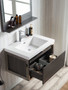 Lake 30" Grey Oak Wall Hung Modern Bathroom Vanity with Chrome Stainless Steel Frame with Acrylic Sink