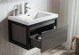 Lake 30" Grey Oak Wall Hung Modern Bathroom Vanity with Matte Black Stainless Steel Frame with Acrylic Sink