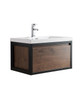 Lake 30" Rosewood Wall Hung Modern Bathroom Vanity with Matte Black Stainless Steel Frame with Acrylic Sink