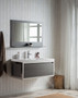 Lake 42" Grey Oak Wall Hung Modern Bathroom Vanity with Chrome Stainless Steel Frame with Acrylic Sink