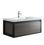 Lake 42" Grey Oak Wall Hung Modern Bathroom Vanity with Matte Black Stainless Steel Frame with Acrylic Sink